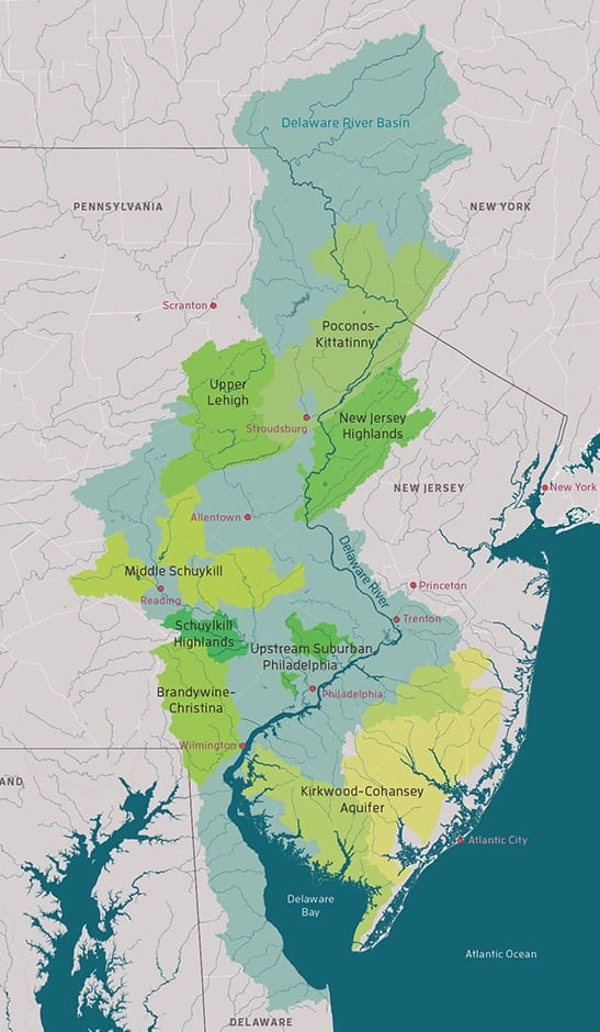 How far up the Delaware River is Tidal map